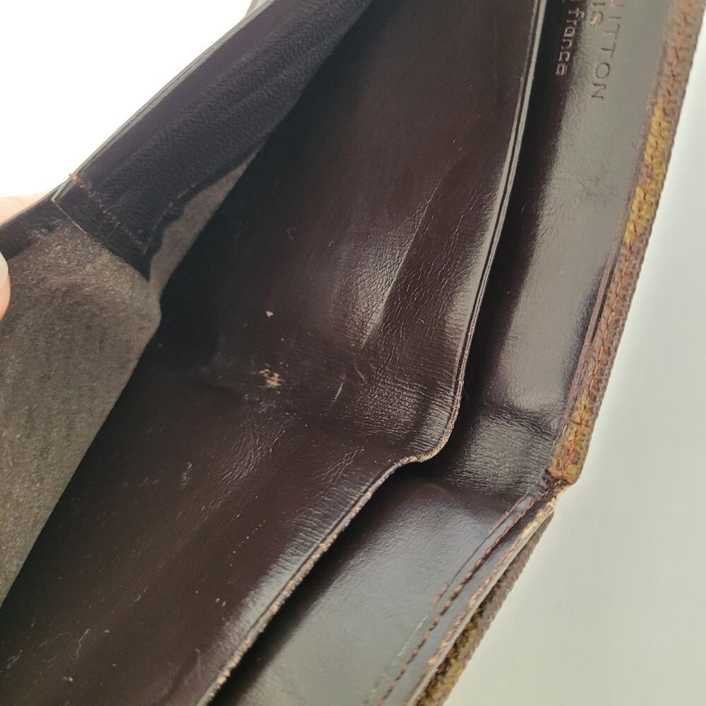 LOUIS VUITTON Vintage 70- 80s Monogram Leather Wallet Brown Medium Trifold Elise - Picture 4 of 13